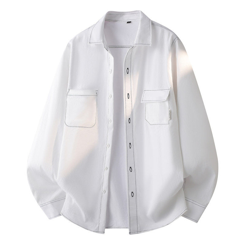 2026春装新款双口袋工装衬衫男潮流高街炸街上衣青年百搭休闲衬衣