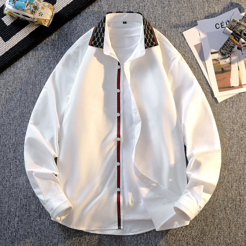 2026春装新款休闲纯色长袖衬衫男通勤轻免烫青年大码上衣百搭简约