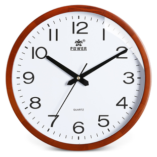 霸王钟表新中式 饰家用钟表静音石英钟挂墙时钟 实木挂钟简约客厅装