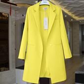 网红百搭垂感女炸街黄色中长款 韩版 休闲时尚 气质西服2025春秋新款
