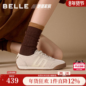 张凌赫同款 E7U1DCM5 新休闲鞋 百丽女鞋 子小轻甘跑道复古德训鞋