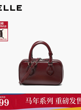 【马年系列】百丽包包女25冬新商场同款红色新年波士顿包X7467AX6