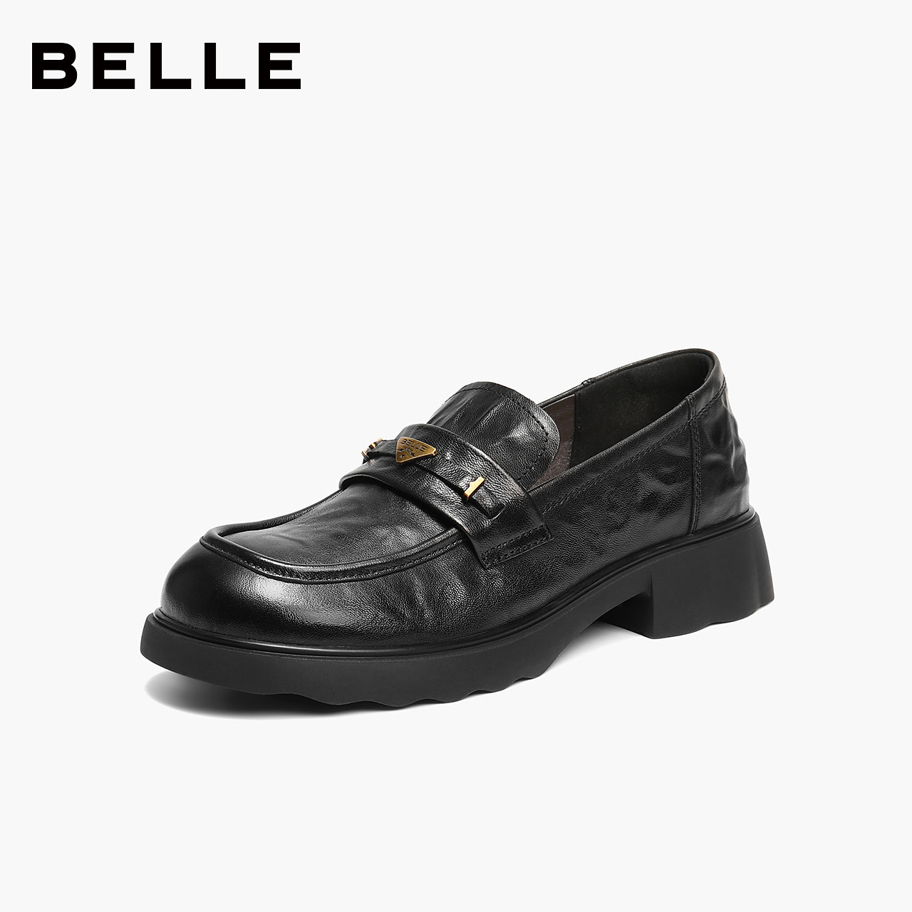 【新品试用】百丽复古羊皮乐福鞋女26春季新款黑色小皮鞋深口单鞋,女鞋,乐福鞋（豆豆鞋）,淘宝优惠券,粉丝福利购,淘宝优惠卷