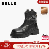 百丽复古羊皮时装 厚底显瘦加绒短靴子F2N1DDZ5 棉鞋 靴女冬季 新款