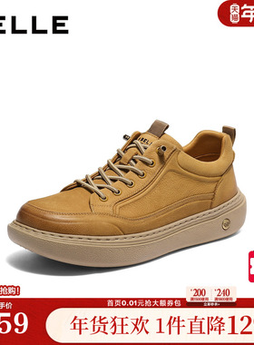 百丽男鞋加绒棉鞋休闲板鞋男士25新款冬季真牛皮工装鞋子8YE01DM5