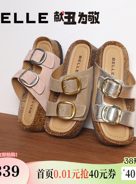 明星同款百丽女鞋子厚底勃肯鞋新款可外穿户外拖鞋B2W1DBT4