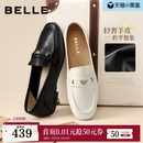 子E3C1DCA5预 软平底豆豆深口单鞋 百丽羊皮英伦风乐福小皮鞋 女新款