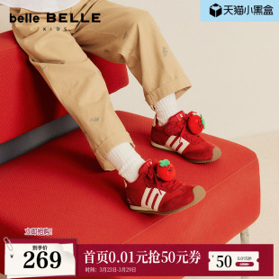 休闲板鞋 百丽童鞋 中童鞋 女新款 13770A86 流心糖跑道红色阿甘德训鞋