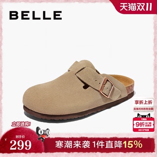 男鞋 百丽男鞋 勃肯鞋 外穿拖鞋 懒人外穿一脚蹬包头拖A1076BT3 休闲鞋