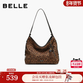 百丽包包女25商场同款 流浪摩卡慵懒豹纹hobo包单肩托特包Z9410DX5