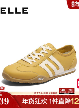 百丽男鞋跑道阿甘黄色德训运动鞋夏新户外休闲慢跑鞋8SR01BM5