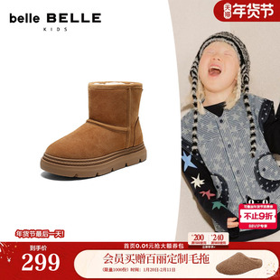 百丽童鞋暖墩墩厚底雪地靴子冬季加绒棉鞋毛毛鞋保暖短靴25891D95