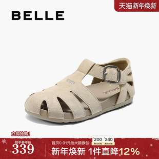 厚底猪笼鞋 新款 子B2734BL5 女2025夏季 百丽镂空罗马包头勃肯凉鞋