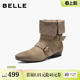 百丽复古显瘦时装 西部中筒靴BFB62DS5 靴子女冬新商场同款
