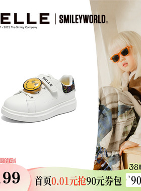 小酒窝同款百丽童鞋SMILEY联名涂涂乐魔术贴小白鞋运动鞋K6615C85