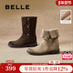 百丽荒野来信加绒西部牛仔靴女冬季 新款 短筒雪地靴子3QF66DS5