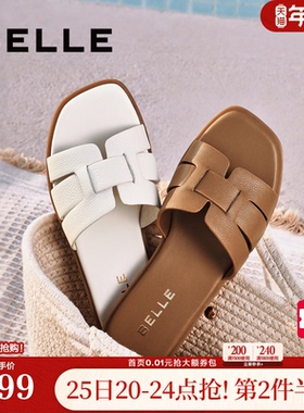 百丽拖鞋女年新款夏季外穿鞋子平跟海边度假沙滩鞋D6F1DBT5