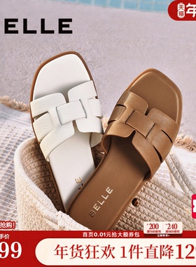 百丽拖鞋女年新款夏季外穿鞋子平跟海边度假沙滩鞋D6F1DBT5