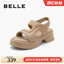 百丽女鞋子新款厚底老爹凉鞋罗马凉鞋女运动凉鞋B1799BL4