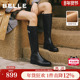 百丽高长骑士靴女冬季 新款 加绒真皮显瘦瘦长筒靴子3QFB8DG5