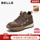 女款 老爹鞋 加绒棉鞋 百丽复古厚底高帮鞋 休闲工装 马丁靴子E5W1DDD5