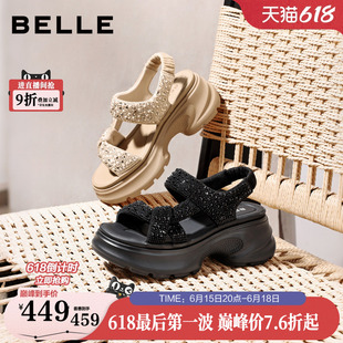 透气沙滩可外穿拖鞋 新款 子F4A1 女26夏季 百丽繁星厚底增高运动凉鞋