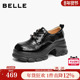 厚底增高黑色小皮单鞋 百丽英伦风运动牛津鞋 女26新款 子B3056AA6