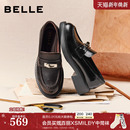 深口单鞋 百丽复古平底乐福鞋 黑色小皮鞋 新款 子F2G1DAA6 女2026春季