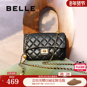 百丽包包女新款 新年礼物 羊皮通勤斜挎菱格红色新娘婚包X6916B