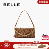 百丽包包女25秋季 新款 复古时髦豹纹单肩小方斜挎包腋下包BL851CX5