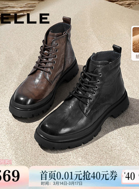 明星同款百丽男鞋真牛皮马丁靴男士商场款男靴子加绒8CQ01DD3