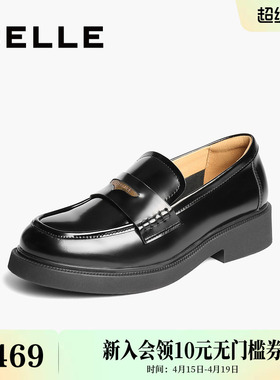 百丽海鸥羊皮复古乐福鞋新款小皮鞋平跟深口单鞋子D9Z1DCA5