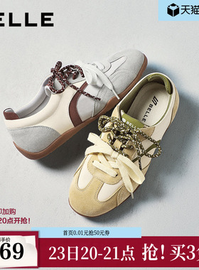 百丽薄底复古赛车德训鞋女鞋子2026春季新款运动休闲鞋F4K1DBM6