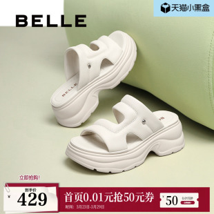 沙滩可外穿休闲拖鞋 百丽女鞋 妈妈鞋 新款 D6K1DBT5 子增高厚底凉拖鞋