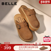 可外穿包头拖鞋 百丽复古厚底增高半包勃肯鞋 女2026新款 子B3077A预