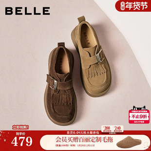 百丽厚底增高复古乐福勃肯鞋女2026春季新款商场同款单鞋子E8N1D