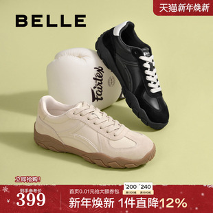 休闲阿甘鞋 百丽男鞋 25秋新商场款 男士 8VL01CM5 复古黑色赛车德训鞋