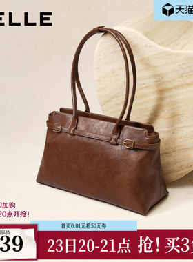 百丽包包女冬季反绒麂皮大容量旅游包法棍单肩手提托特包F307