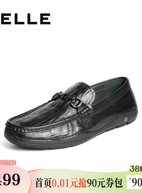 百丽男鞋一脚蹬软底豆豆鞋男士新款真牛皮休闲开车爸爸鞋8TX01CM5