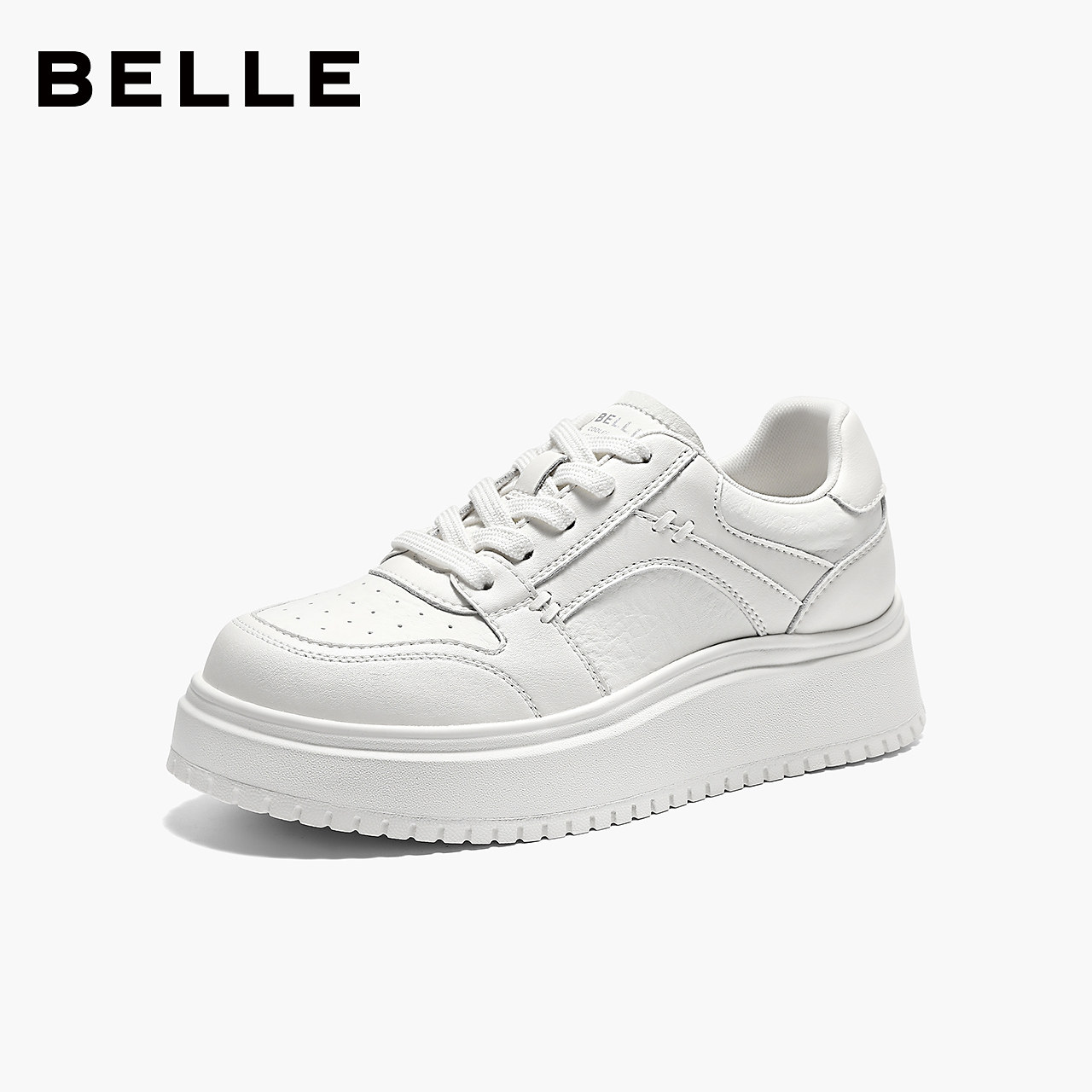 百丽简约百搭厚底小白鞋女款新款舒适纯色运动休闲板鞋B3058AM6预,女鞋,休闲板鞋,淘宝优惠券,粉丝福利购,淘宝优惠卷