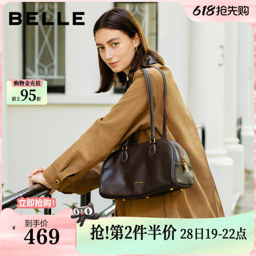 百丽包包女新款商场同款礼物反绒麂皮大号单肩斜跨波士顿包BL862D