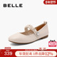 百丽新款 女B4W1DCQ4 复古一字带玛丽珍鞋 浅口平底单鞋 子通勤法式