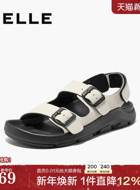 百丽女鞋子透气休闲运动凉鞋25夏季新款魔术贴沙滩凉鞋D5X1DBL5