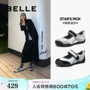 周雨彤/赵昭仪同款百丽银雾漫步复古运动玛丽珍女鞋子3RT12AQ5