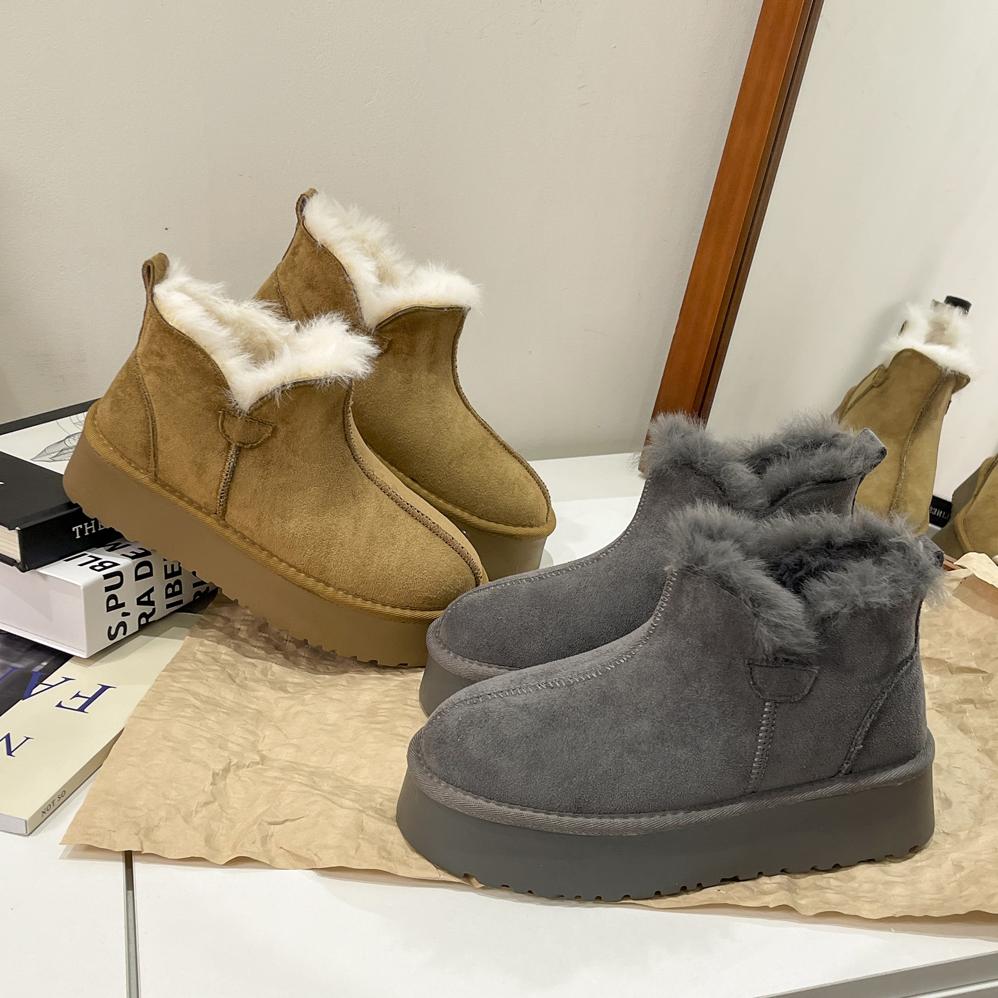 加绒加厚保暖短靴雪地靴棉鞋