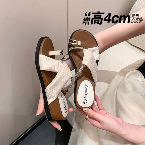【4CM坡跟增高】套趾拖鞋女外穿