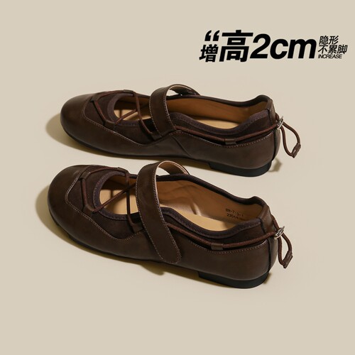 复古交叉带浅口玛丽珍单鞋女平底
