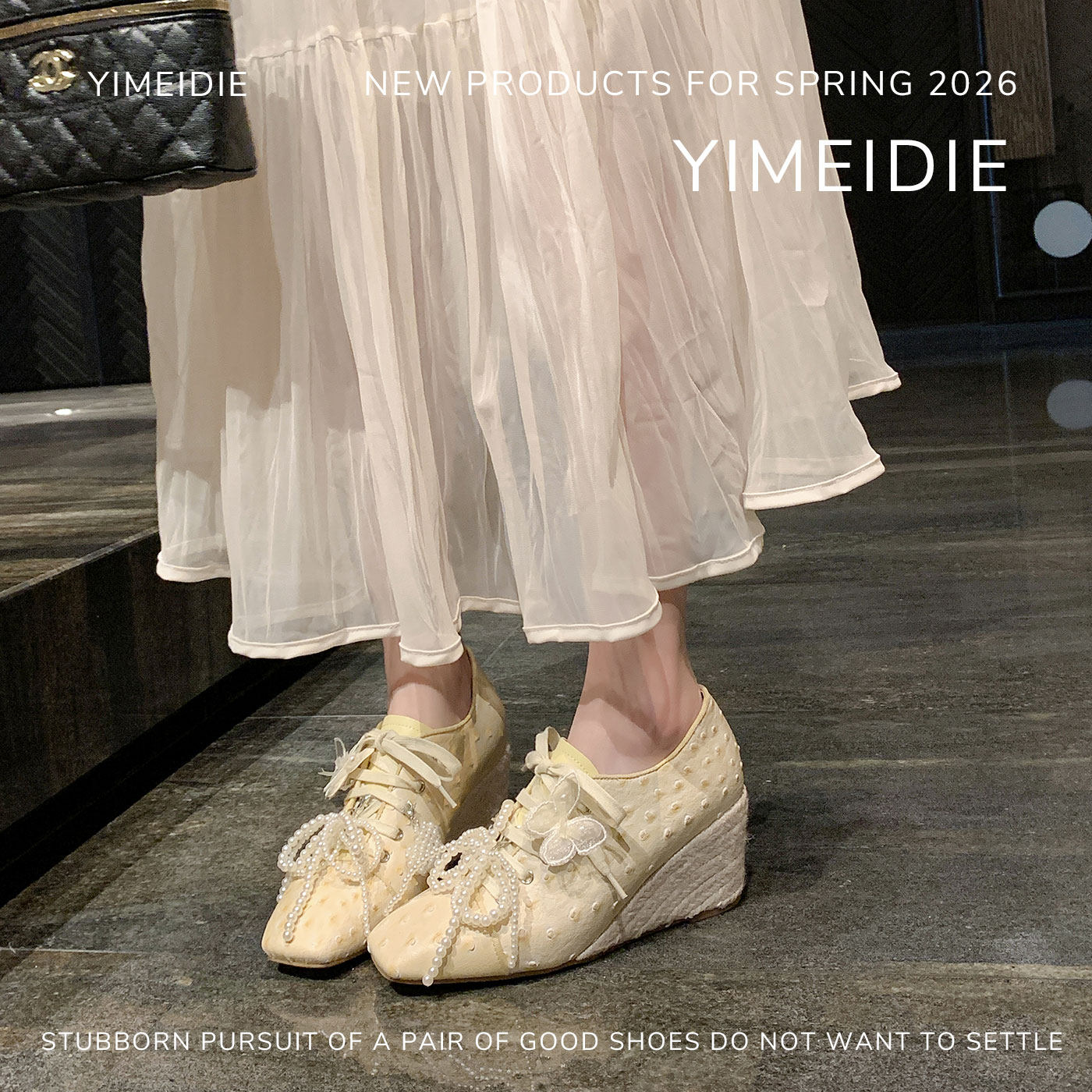 草编系带深口坡跟单鞋女2026早春新款真皮蝴蝶结配裙子方头高跟鞋,女鞋,深口单鞋,淘宝优惠券,粉丝福利购,淘宝优惠卷