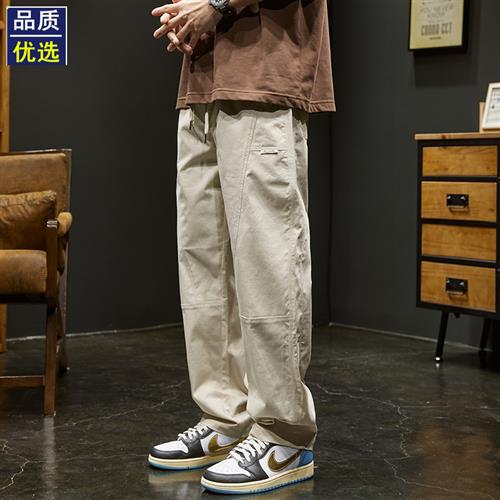 潮牌日系cityboy直筒休闲裤男士春夏薄款宽松阔腿九分工装裤子男