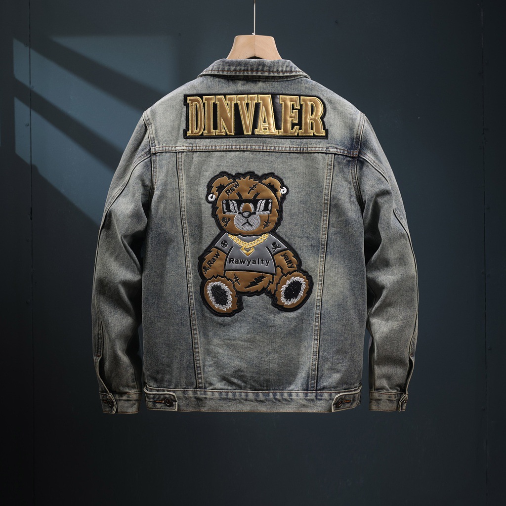 美式复古牛仔外套男潮牌